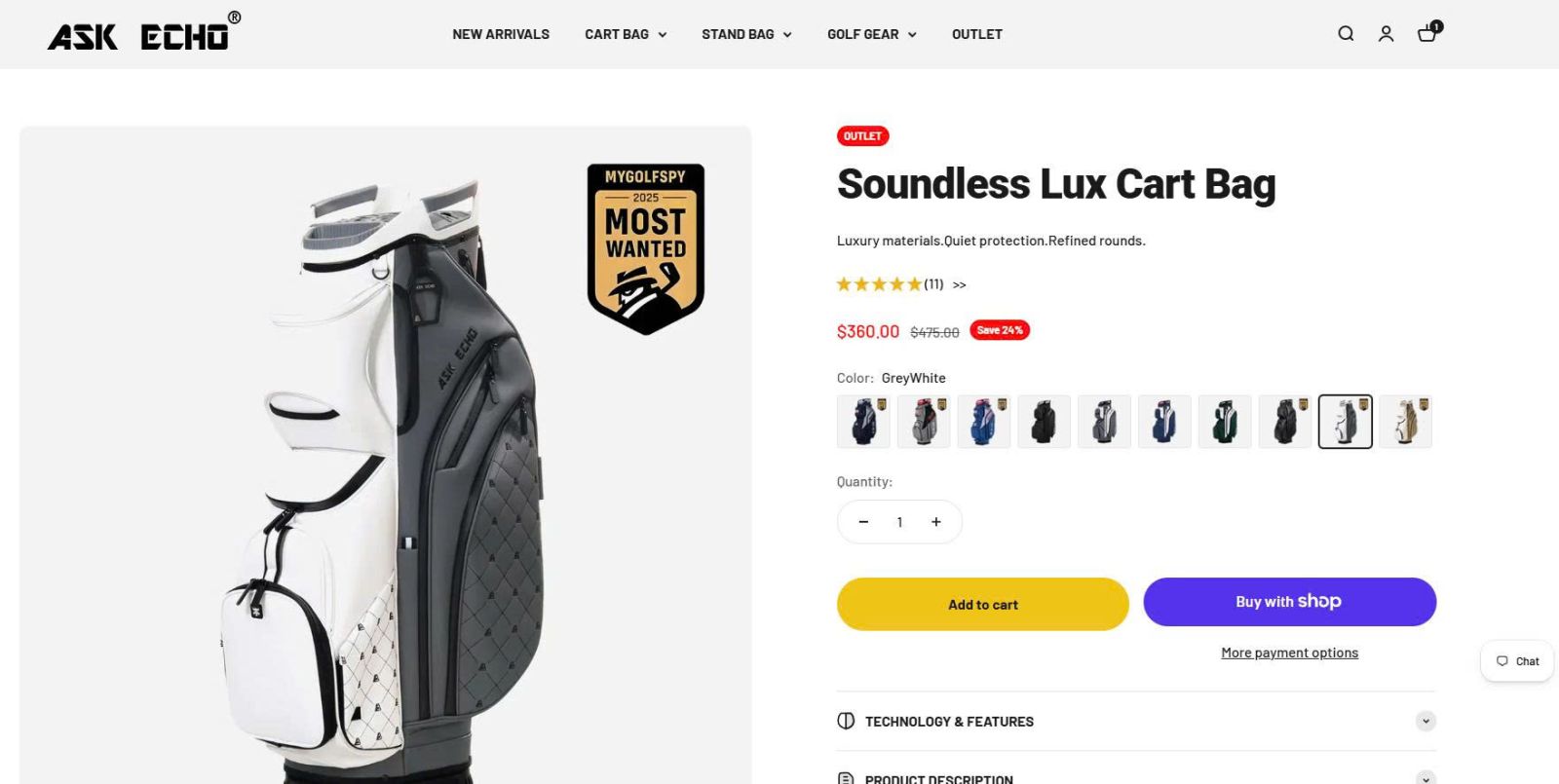 Soundless Lux Cart Bag at Ask Echo Sale 25%