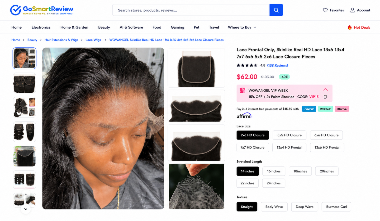 WOWANGEL Lace Frontal Only, Skinlike Real HD Lace 13x6 13x4 7x7 6x6 5x5 2x6 Lace Closure Pieces