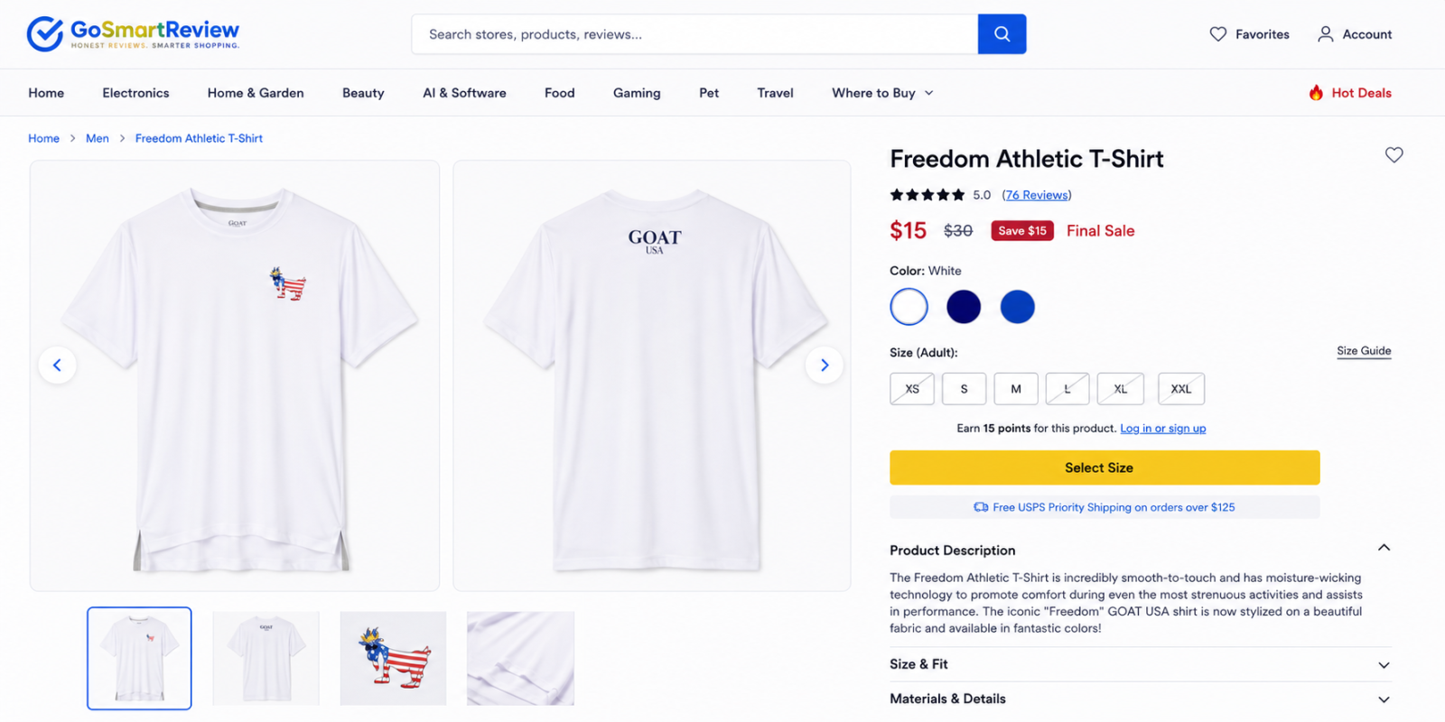 Freedom Athletic T-Shirt by GOAT USA Men's