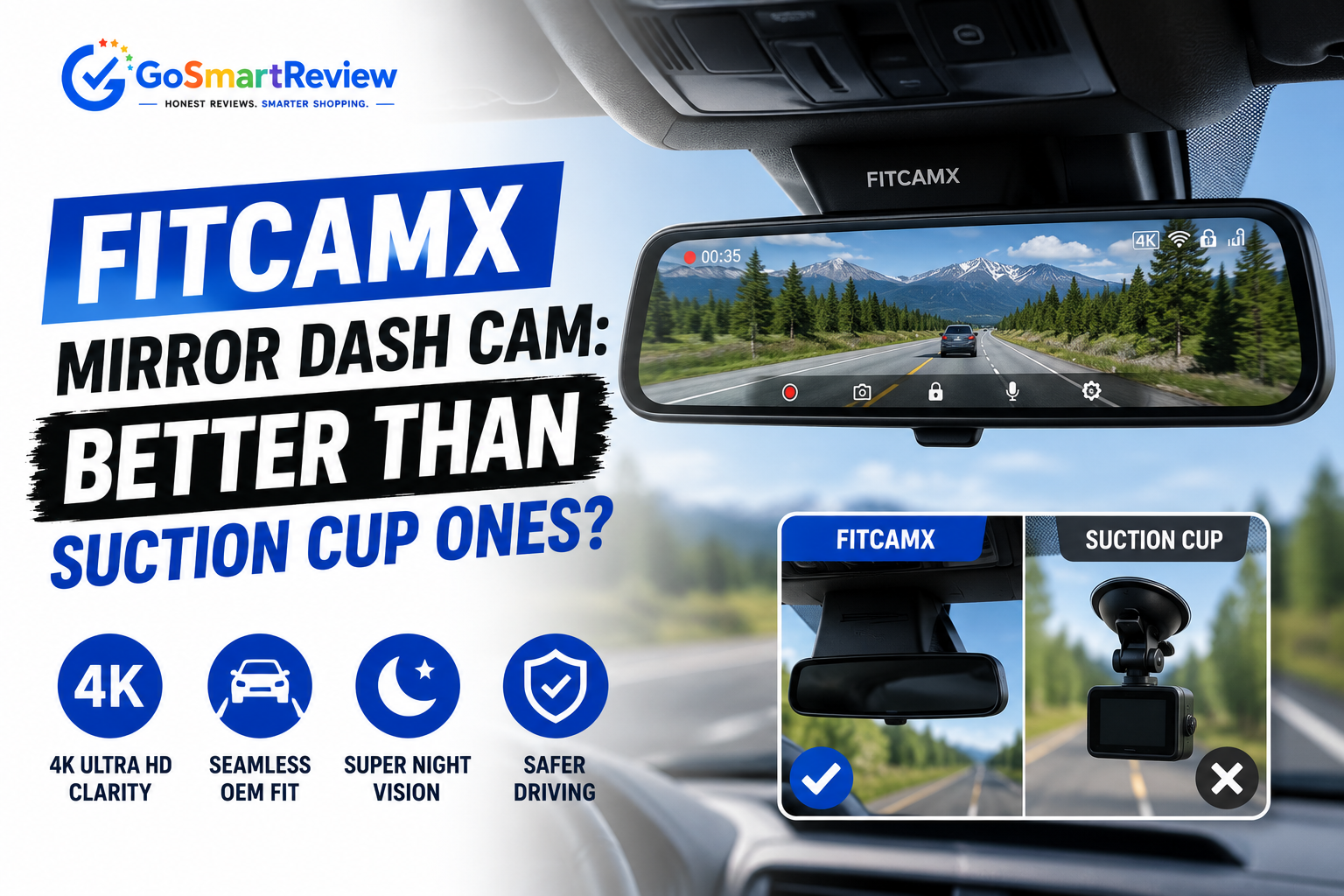 Is a Fitcamx mirror dash cam actually better than a suction-cup one?