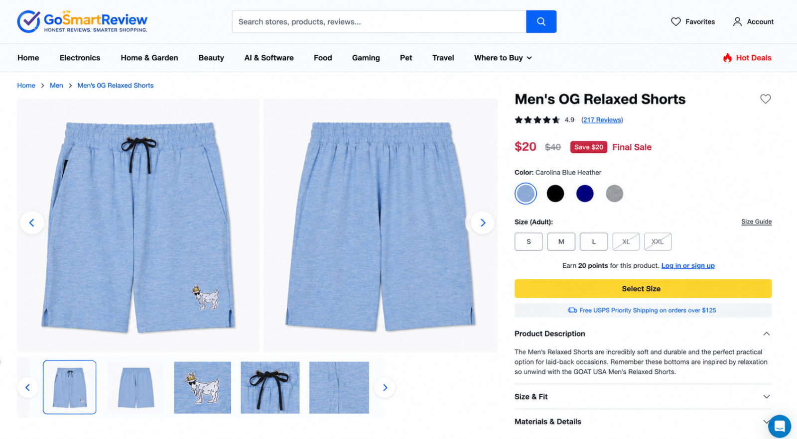 Men's OG Relaxed Shorts by GOAT USA Men's 50%