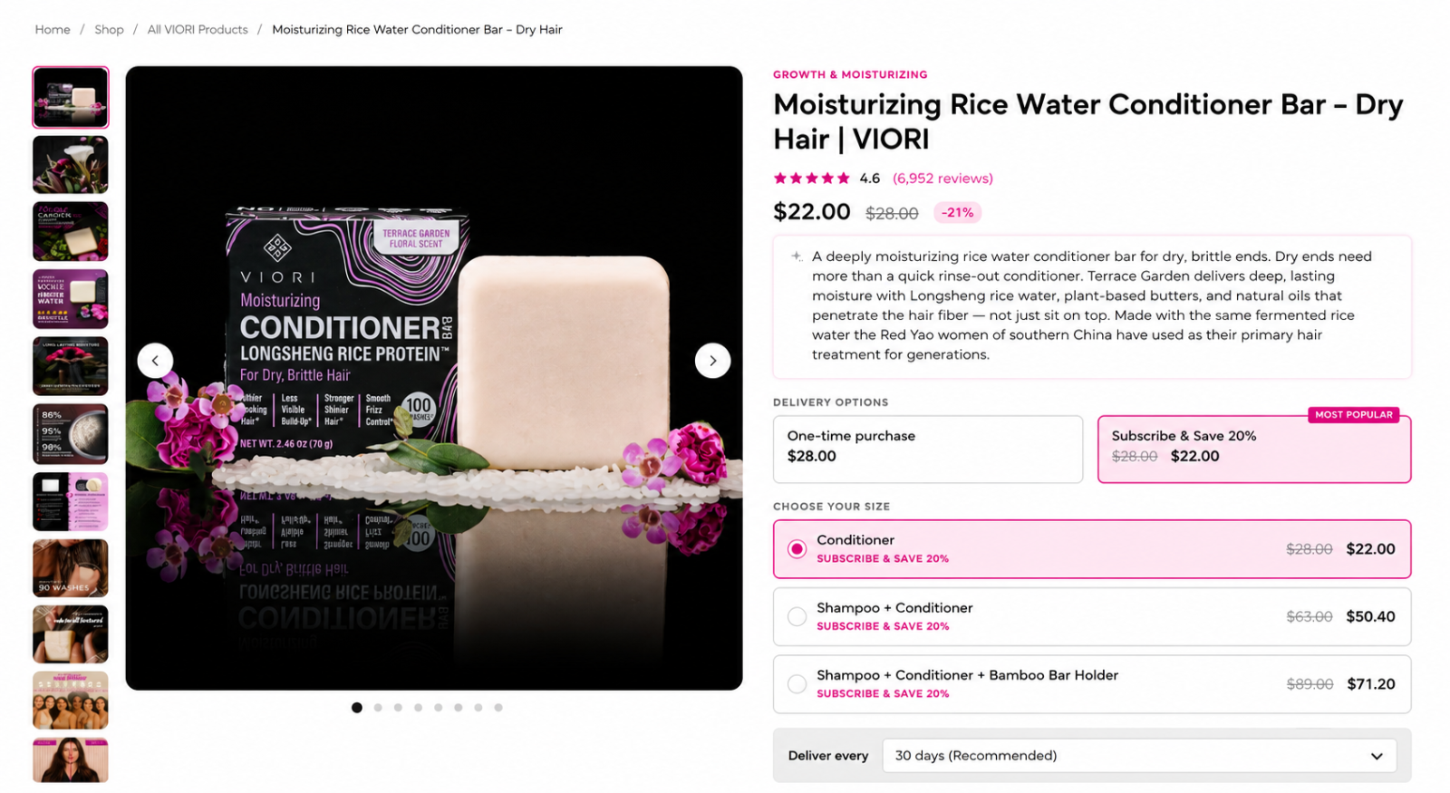Moisturizing Rice Water Conditioner Bar – Dry Hair | VIORI
